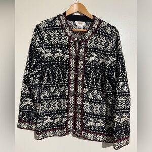 Talbots Vintage Black and White Knit Sweater Medium 100% cotton